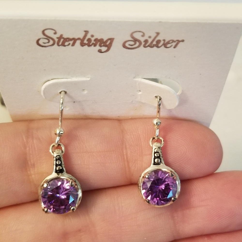 COPY - Sterling Silver Earrings Amethyst Cubic Zirconia